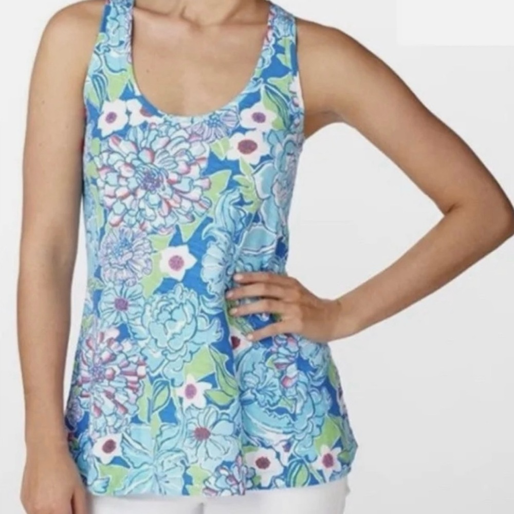 Lilly Pulitzer Carolyn Worth Blue May Floral Tank size xs